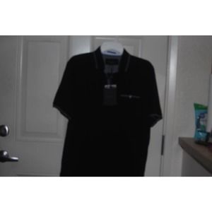 Ted Baker London SS Polo with Birdseye stripe Collar Black size 4